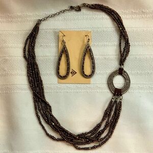 Retired Silpada Sterling Necklace &‎ Earrings Set Bronze Seed Bead N1785 EUC